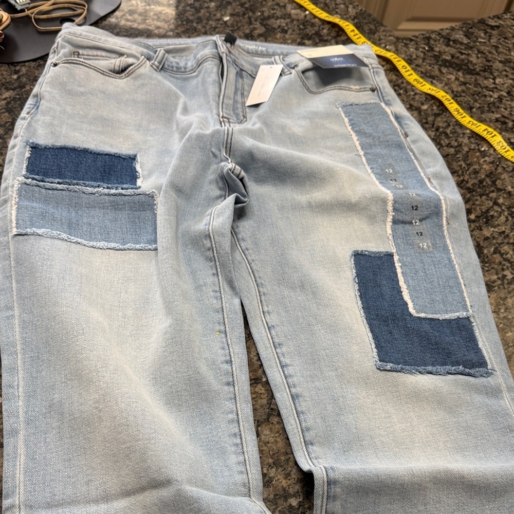 Soho Stretchy patchwork distressed hem Jeans NWT 12 - Picture 14 of 16